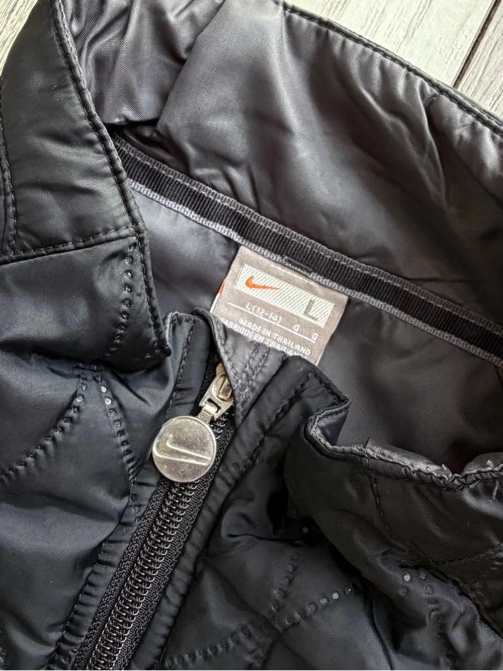 Nike Black Quilted Jacket with Logo Zipper Pull (Women’s)